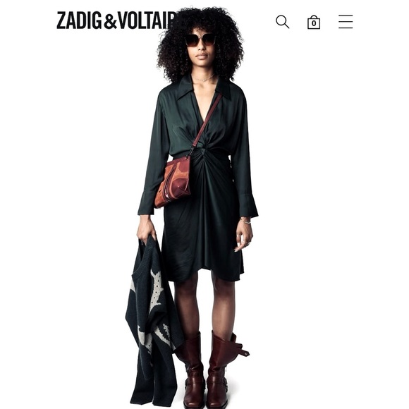Zadig & Voltaire Rozo Satin Dress in Noir Black Size XS - Picture 1 of 15